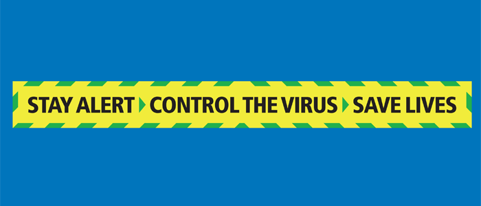 Stay Alert Control the Virus Save Lives Banner