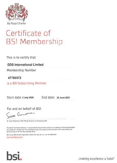 BSI Member Certificate Screenshot